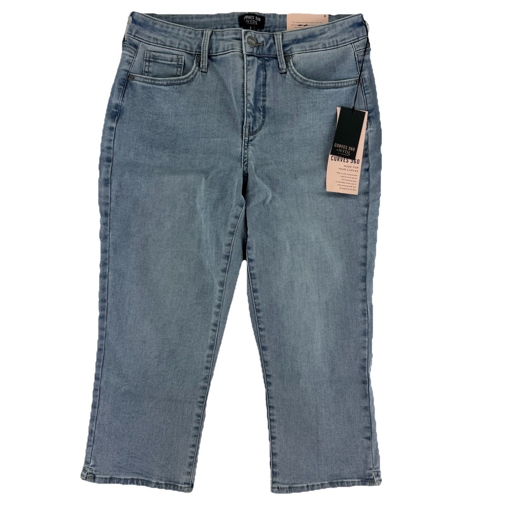 NYDJ Curves 360 Slim Straight Capris Jeans 4 Regular Charmed Blue